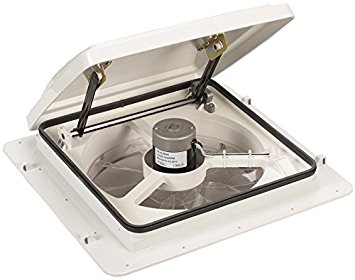 Power roof vent MaxxFan 4-speed manual with white lid