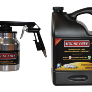 Mouse free 1 gallon RV rodent repelling undercarriage lubricant with spray gun