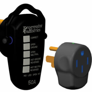 Plug style surge protector with tester - 50A