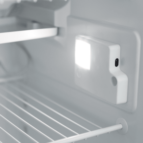 Bright interior lighting of a Dometic refrigerator