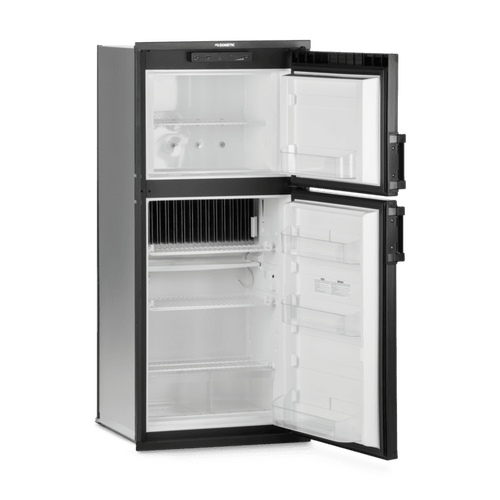 Dometic RV fridge - freezer and fridge doors open