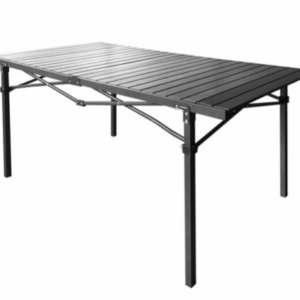 KUMA folding table, aluminum metal with a black powder coat finish