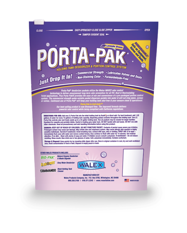 Porta-Pak Lavender - rear of package with directions